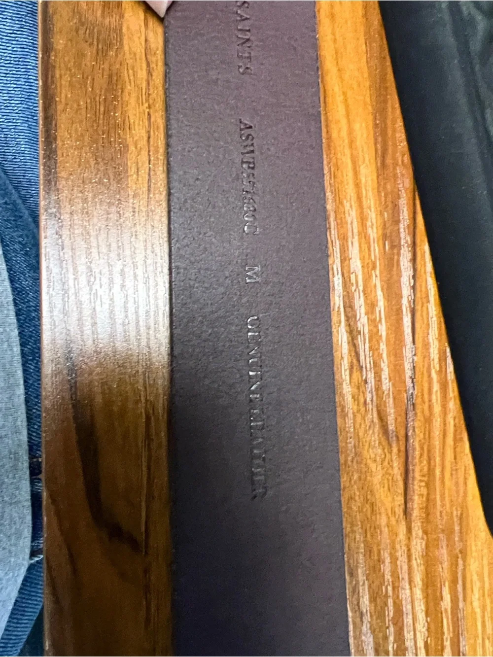 All Saints Dark Brown Leather Belt with Brass Octagon Buckle